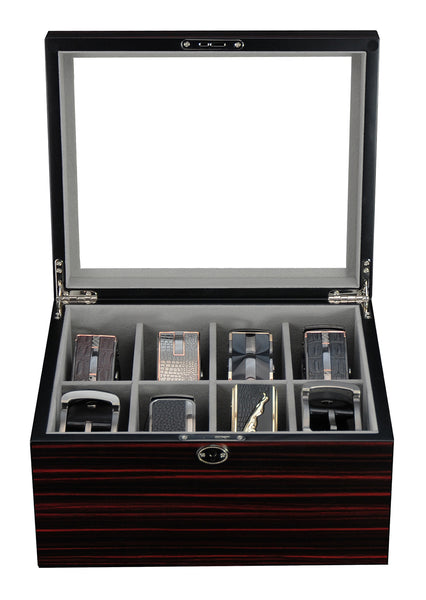 8 Slots Wooden Belt Organizer Display Case Glass Top Jewelry  display picture 3