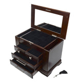 Large Wood Jewelry Box, Jewelry Organizer with Mirrored Lift Lid & Safety Lock-Used