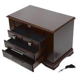 Large Wood Jewelry Box, Jewelry Organizer with Mirrored Lift Lid & Safety Lock-Used
