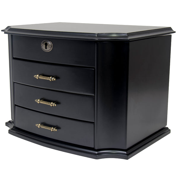 Vintage Style Mele Oak Finish Wood Swivel Four Storage Drawers Jewelry Box-Used