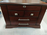 Large Wood Jewelry Box, Jewelry Organizer with Mirrored Lift Lid & Safety Lock-Used