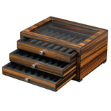 Arolly Fountain Pen Wood Storage Drawer Organizer with Glass Top Lid (Ebony)