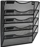Arolly 5 Pockets Mesh Wall Vertical File Holder, Document and Letter Organizer