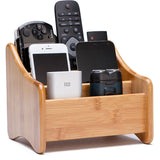 Arolly Multi-Function Bamboo Remote Control Organizer with 3 Compartments