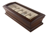 Watch Display Case Wood Finish 6 Watches Glasstop From Bombay - Loving Great Gift Dimensions 3.5"H x 14.5"W x 6"D