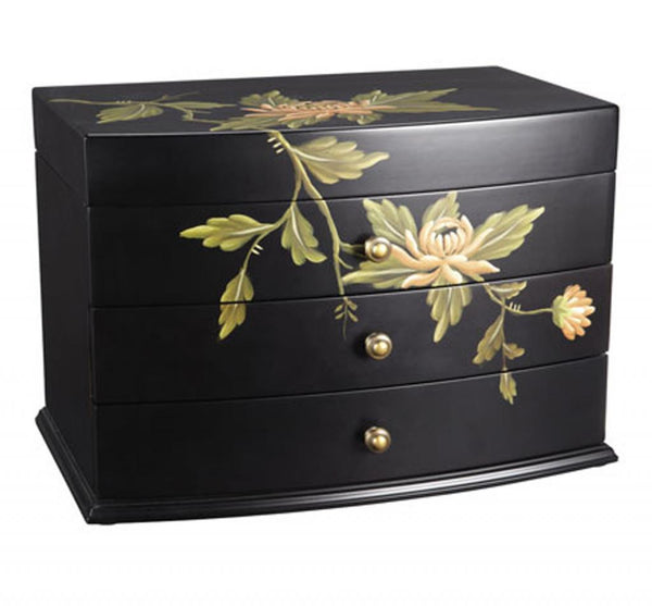 New Large Wood Flora Jewelry Chest Box Ample Storage Impressive Gift for her