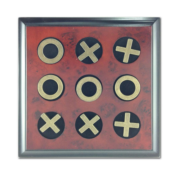 Wood and Metal with antique gold finish Statesman Tic Tac Toe Game Dimensions 7.36 "W x 7.36 "D x 1.38 "H
