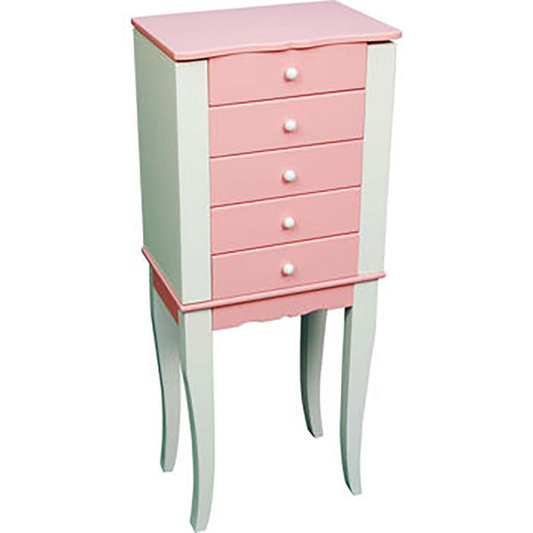 Pink and white finish Solid wood Box Jewelry Armoire Organizer Dimensions 29"H x 8.4"W x 12"D