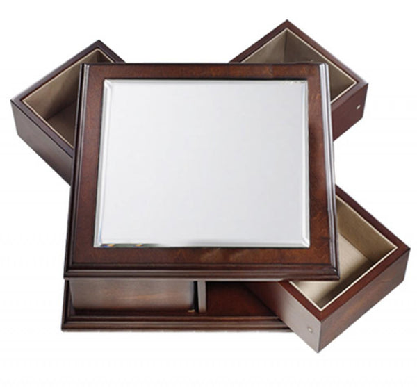 Handmade Mirror Teya Jewellery Box Storage Container Brand Bombay - Dimensions 3"H x 8"W x 8"D