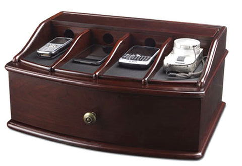 Large Mahogany Finish Charging Station iPhone iPod PDA's