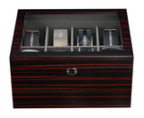 8 Slots Wooden Belt Organizer Display Case Glass Top Jewelry Storage Box with Lock