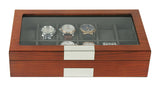 12 Slots Wooden Watch Display Case Glass Top Jewelry Storage Box Organizer