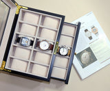 20 Slots Watch Display Case Glass Top Jewelry Storage Box Organizer with Lock