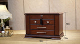 Large Wood Dark Espresso Finish Jewelry Box with Lock New - Velveteen-lined Compartments - Bevelled Glass