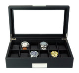 12 Slots Watch Display Case Glass Top Jewelry Storage Box Organizer
