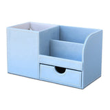 Leather Multi-function Desk Stationery Organizer Storage Box