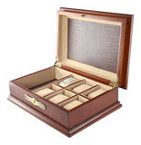 New Classic Wood Watch Display Valet Box organizer Antique Walnut Finish with Lock
