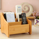 Arolly Multi-Function Bamboo Remote Control Organizer with 3 Compartments