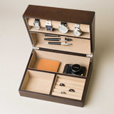 Top Quality Men’s Walnut Finish Wood Watch Case Valet Storage Box Organizer