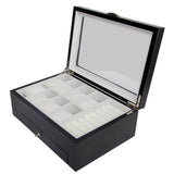 Arolly Black Wood Watch Ring Sunglasses Storage Box Organizer with Valet Drawer