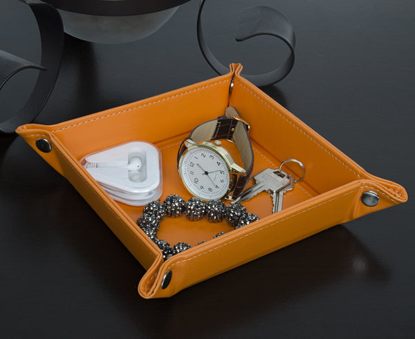 Navor Leather Foldable Jewelry Catchall Key Phone Coin Valet Tray