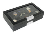Wooden Watch Wallet Display Case Glass Top Jewelry Storage Box Organizer