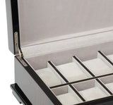 Executive High Gloss Ebony Wood Watch & Cufflink Jewelry Box Case