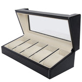 Top-Quality Black Large 5 Watch Leather Display Box Case Storage Organizer