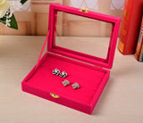 Arolly Velvet Glass Ring Jewellery Display Storage Box Tray Case Holder Earring Rings Organizer Stand