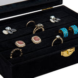 Arolly Velvet Glass Ring Jewellery Display Storage Box Tray Case Holder Earring Rings Organizer Stand